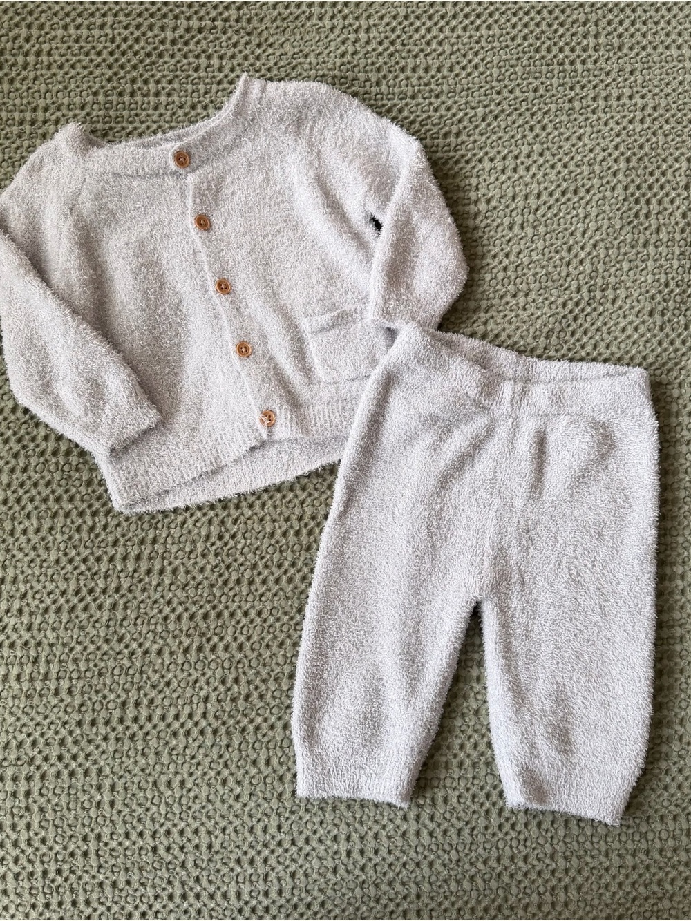 Baby Cardigan & Pants Set - Light Gray